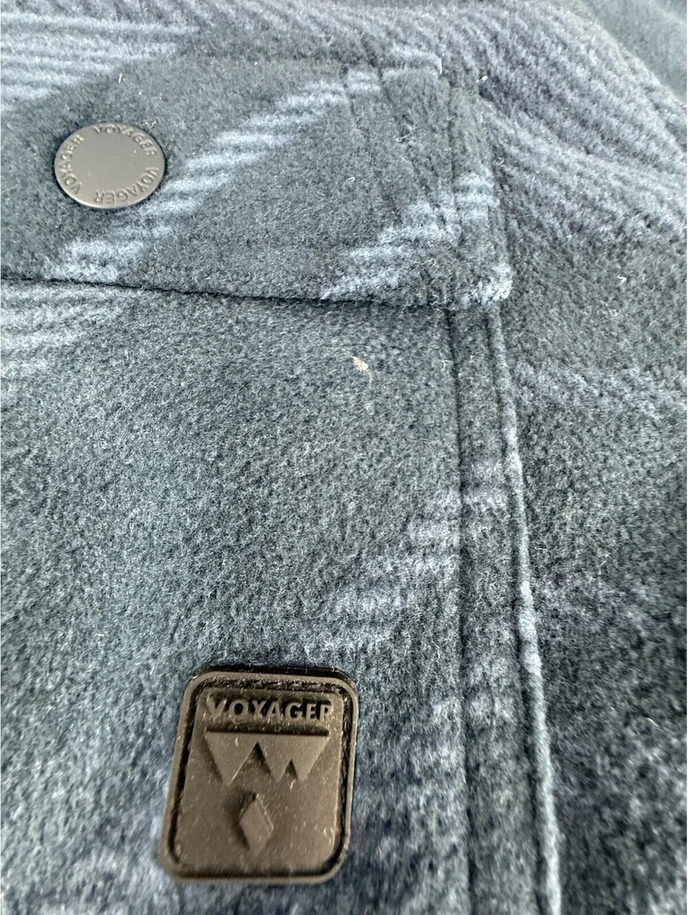 Voyager Men's Blue Striped Lined Snap Front Shacket Jacket, Size XL